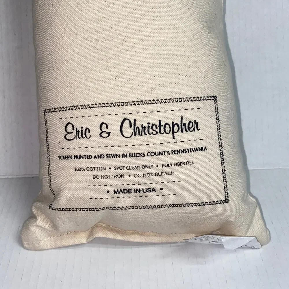 Eric & Christopher Penguin Small Cotton Canvas Pillow 15